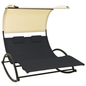 CHAISE LONGUE ZJCHAO - Chaise longue double avec auvent Textilèn