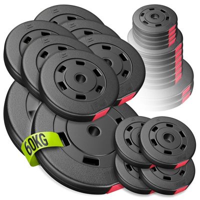 Bad Company Disques D'Haltères K-Grip Avec Poignées - Lot De 2 Poids Recouverts Plastique 30/31 Mm - Idéal Musculation Maison Et Studio