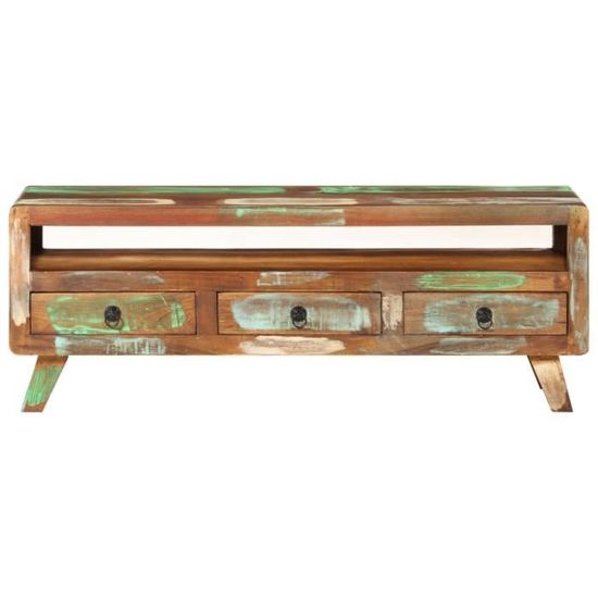Mobile Porta TV Multicolore 90x30x45 Legno Massello di Acacia
