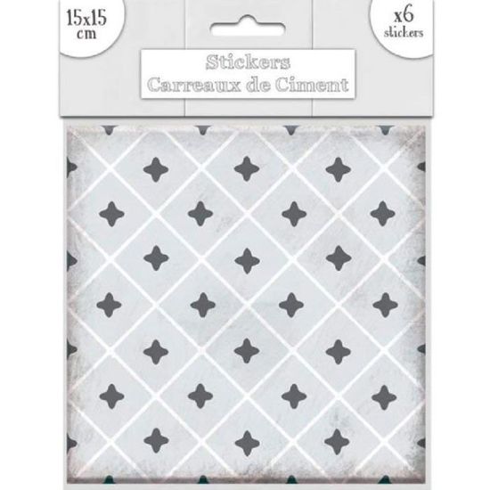 6 Stickers A Carreaux De Ciment 15 X 15 Cm Achat Vente
