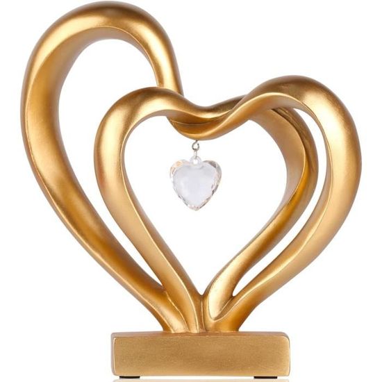 Healifty Sculpture Couple Résine Dorée Figurine Abstraite