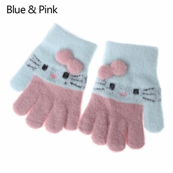 Lot De 6 Paires De Mitaines D'hiver Pour Enfants - Gants Tricotés à Doigts Complets, Taille M (5-10 Ans)