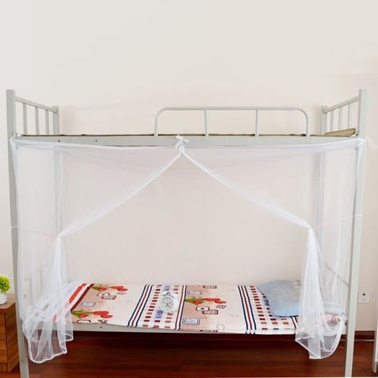Twin Size Moustiquaire 4 Corner Post Bed Canopy Moustiquaire Twin Full Queen Size Filet Blanc (90X190X150Cm)
