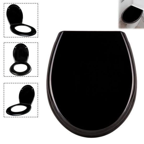 CUQOO Abattant WC Ovale à Fermeture Amorti - Siège De Toilette Avec Dégagement Rapide Et Charnières Réglables - Blanc