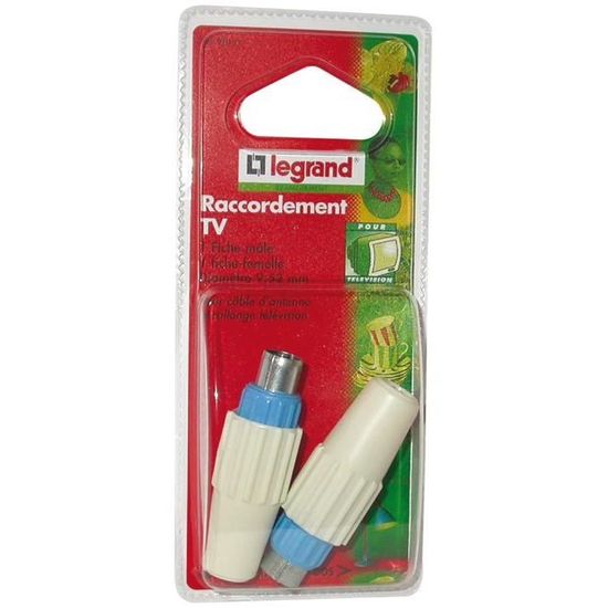 Fiche Télévision Coaxiale Normalisée Femelle D.9,52mm LEGRAND 050010