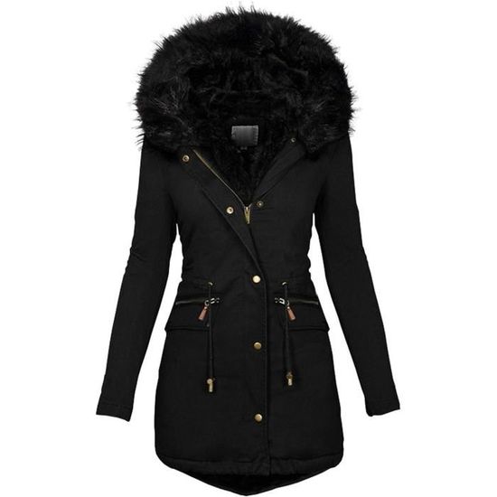 Manteau Chaud Capuche Fourrure Manteau Femme Hiver Minetom - Fausse Fourrure | Chaud Et Tendance Doudoune Longue Parka Capuche