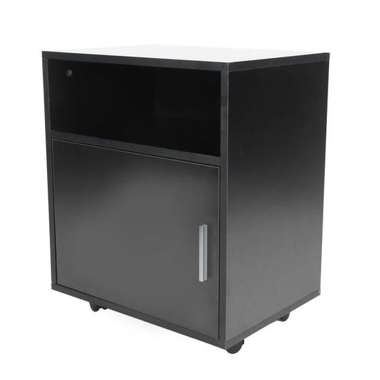 Table Imprimante Mobile Avec Roulettes – Support Bois Blanc – Roues Frein, Rangement Bureau – 39x44 Cm