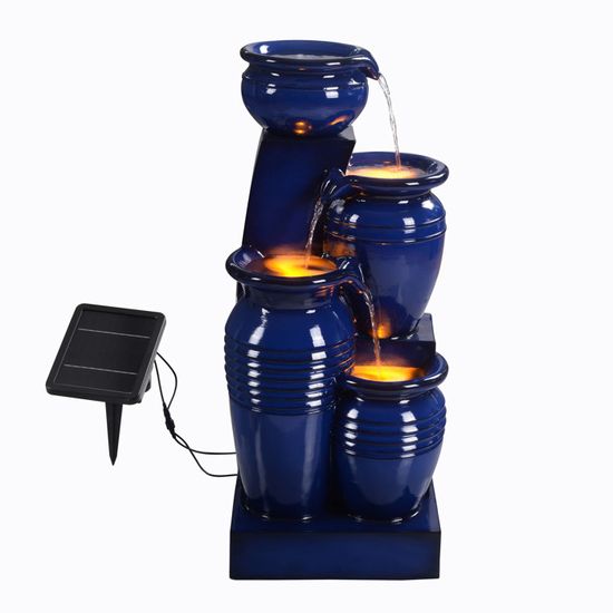 Teamson Home Fontaine Extérieure 3 Niveaux 28,5 Pouces – Cascade Lumineuse LED, Effet Apaisant Jardin Patio