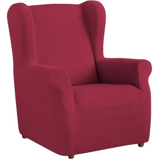 Housse De Fauteuil à Oreilles 2 Pièces - Taille Unique, Polyester Extensible, Lavable, Protection 360° (Rouge Vin) - 11