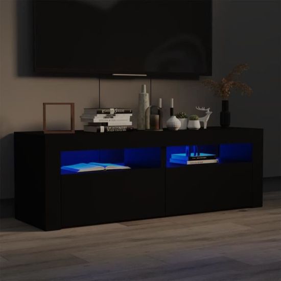Qualité luxe© | Meuble de rangement & Meuble bas TV & Table de Salon & avec lumières LED Noir 120x35x40 cm |161545