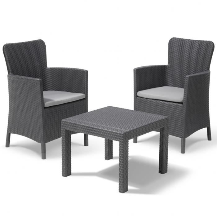 Allibert Mobilier de jardin Salvador 3 pièces Graphite