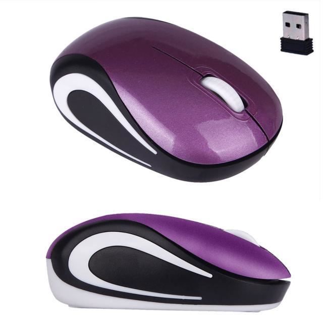 Mignon Mini 2,4 GHz Souris Souris optique sans fil pour PC portable Notebook violet