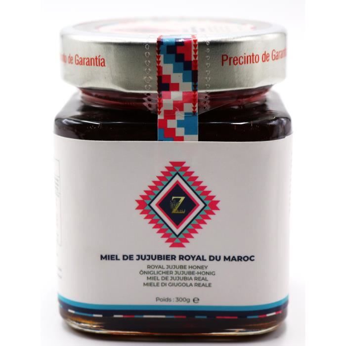 Miel de Sidr Maliky du Maroc 100% Pur jujubier Brut Sidr 300 g - Naturel - Energisant + Cuillère à Miel en bois offerte.