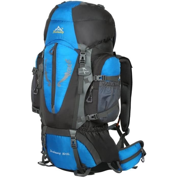 HWJIANFENG 80+5L Sac à Dos de Randonnée pour Femme Homme Sac de Sport pour Alpinisme Escalade Voyage Bivouac Trekking Camping