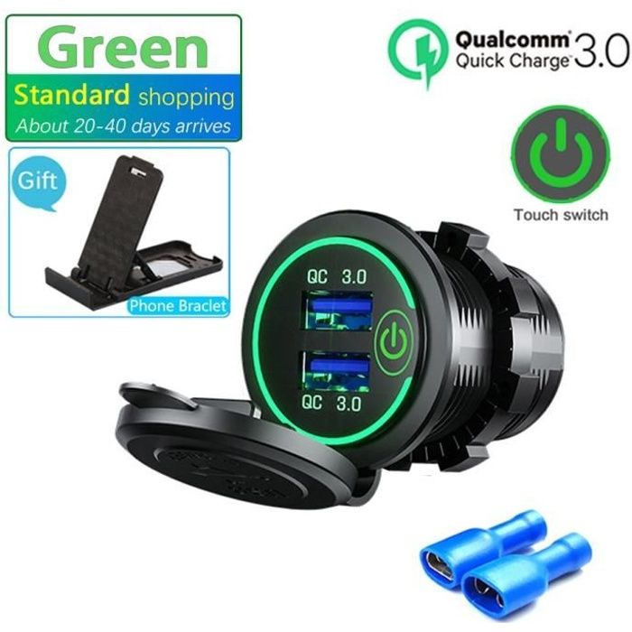 Prise double USB, interrupteur tactile, étanche, universel, pour moto, camion, bateau, téléphone, tablette, GPS, 12V-24V*SD1401