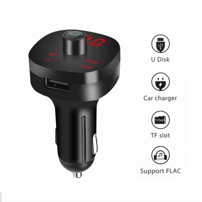 Accessoire audio - vidéo,BT FM transmetteur mains libres double USB AUX chargeur de voiture Bluetooth Kit de voiture téléphone