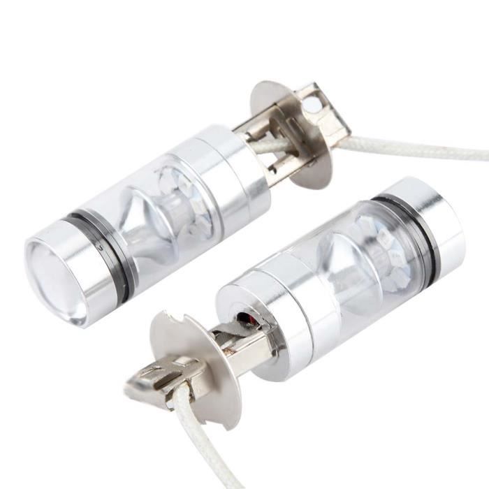 Dioche Phare à LED 100W LED Ampoules Phares de Brouillard Voiture Conduite Lumière Bleu 2x H3 6000K