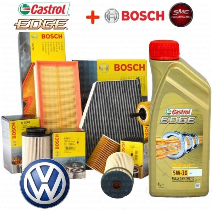 KIT VIDANGE CASTROL EDGE 5W30 + 4 FILTRES BOSCH VW VW TOURAN (1T1, 1T2) 2.0 TDI 16V 103 KW 140 CH