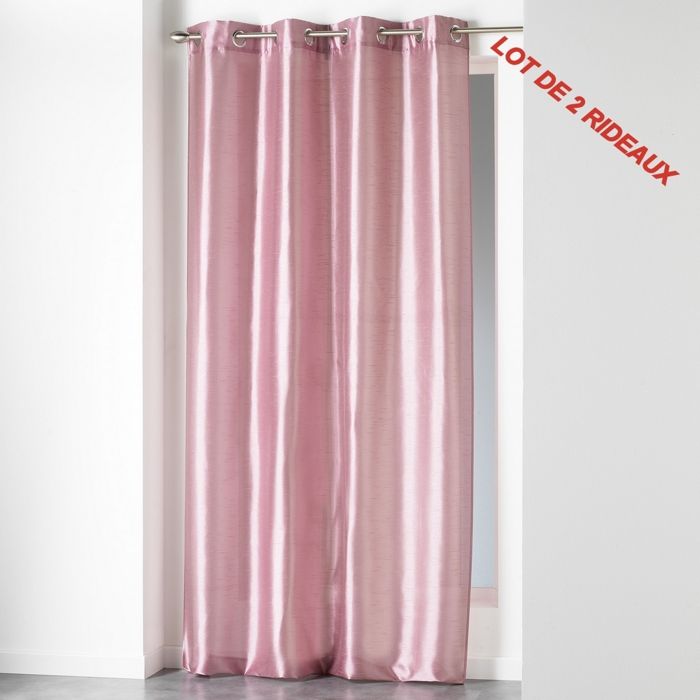 Lot de 2 rideaux a oeillets 140 x 240 cm shantung uni shana Rose