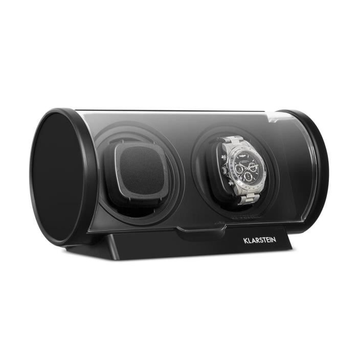 Klarstein Lugano Remontoir automatique pour 2 montres 4 modes de rotation - Basse consommation - Boîtier luxe résistant - Noir