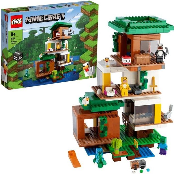 LEGO® 21174 Minecraft™ La cabane moderne dans l’arbre – Jouet Maison de Poupée pour Filles et Garçons, Modèle de Collection avec Fig
