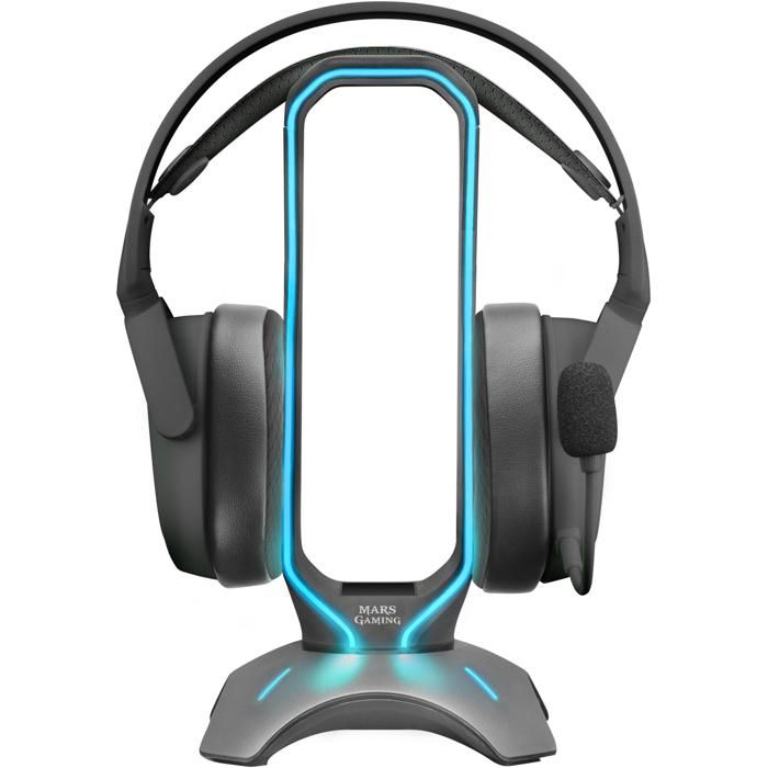 Mars Gaming MHHX - Support pour Casque de Jeu RGB Flow + 2X USB 2.0 - Graphite
