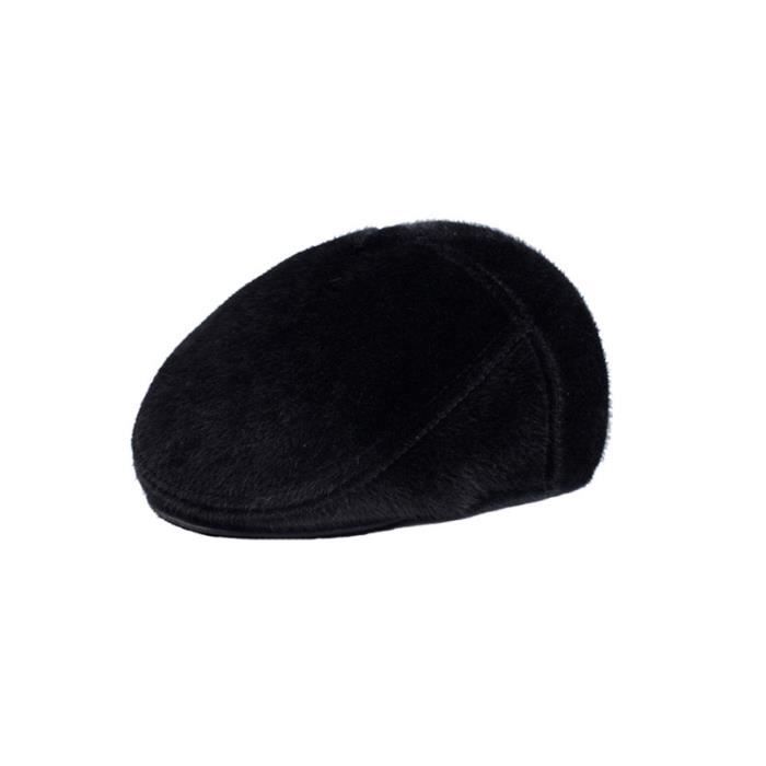 Black Male Vintage Cap Berets Soft Cotton Hat Warm Casual Beanie Father Gift for Autumn Winter - Size M CASQUETTE