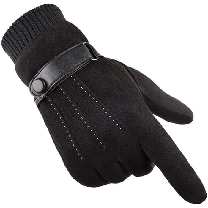 Gants Hiver chaud écran tactile,pour homme femme,thermiques en suede doublure polaire,mitaines anti-glisse hivernales,pour Vélo