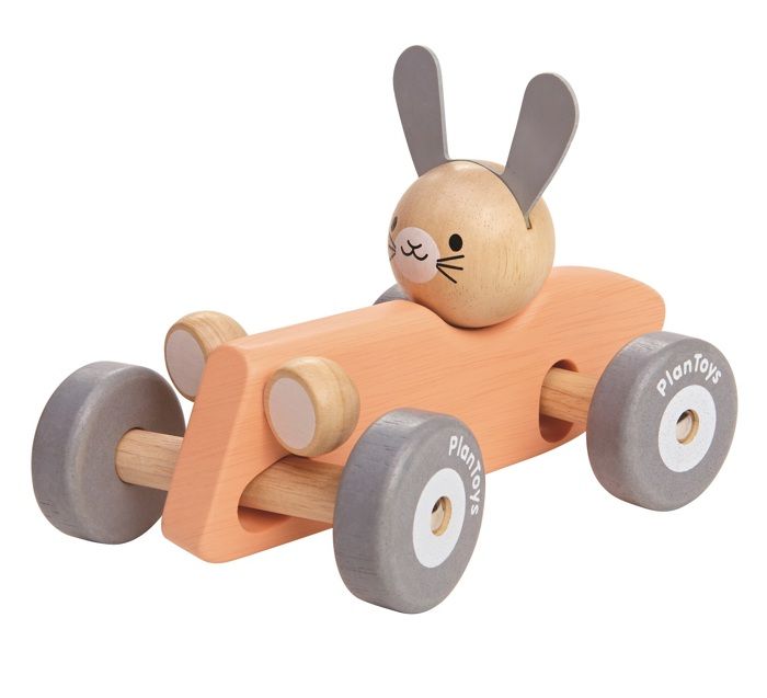 PLAN TOYS Lapin Bolide De Course Pastel - Véhicule