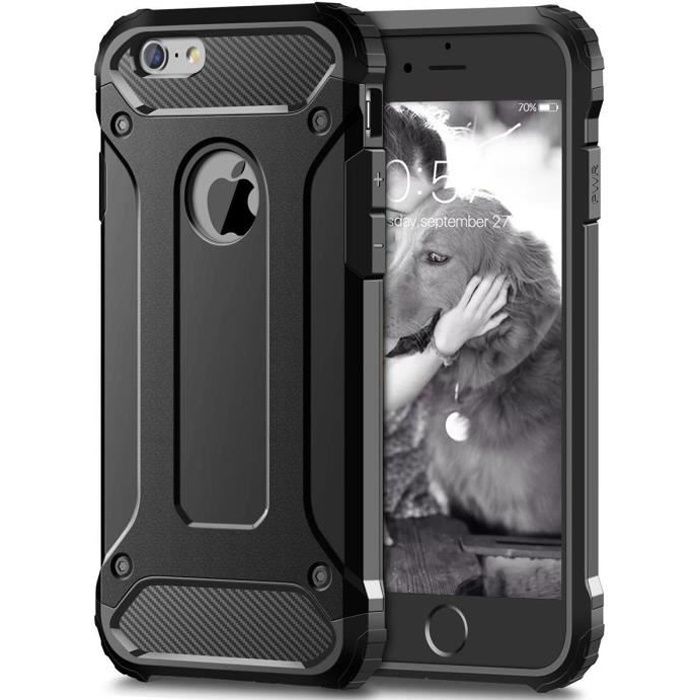 SmartLegend Anti Choc Coque iPhone 6 Plus TPU&PC Bumper Protection complète Cas Noir