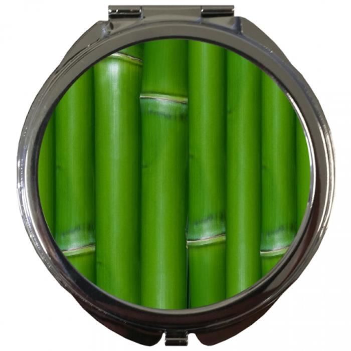 Miroir de Poche Rond - Bambou p-q