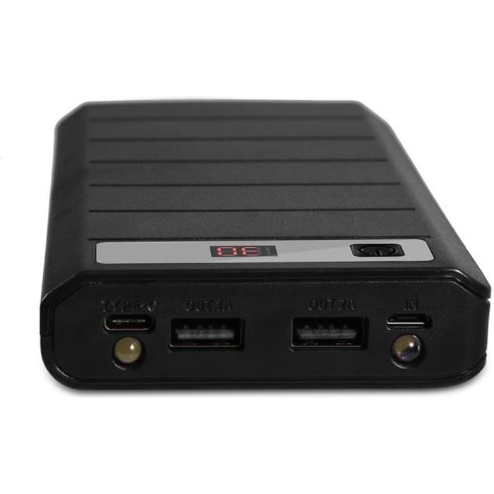 VGEBY banque de batteries 20000mAh 8 x 18650 Batteries Power Bank Kit Case Shell Dual USB + Type-C + Micro USB Port Noir