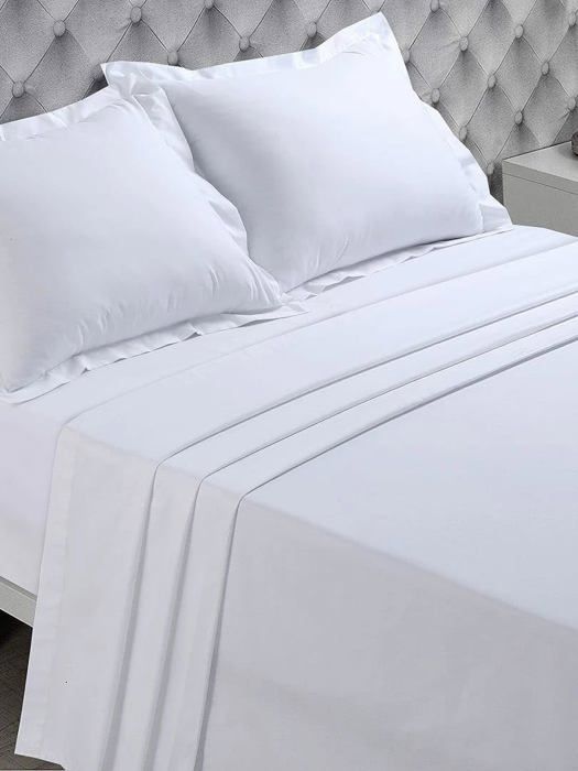 Ensemble de parure de draps - ack - 4 pièces - 100% Coton - 160 x 200 cm - Blanc