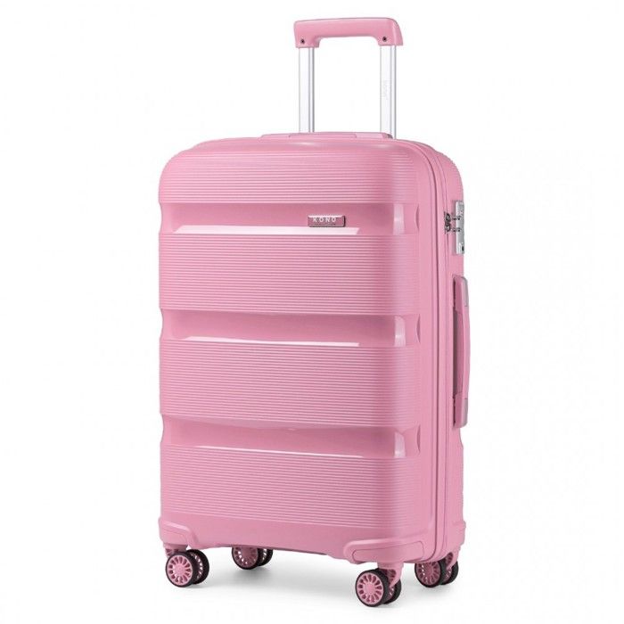 Valise Rigide Moyenne 67 Cm PP Léger - 8 Roues, Serrure, Couleur Blanche, Capacité 60-100L