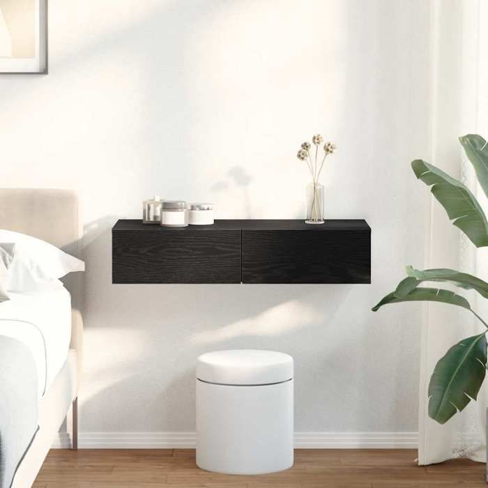vidaXL Étagère murale avec tiroirs noir 80x33x17 cm bois dingénierie 859978