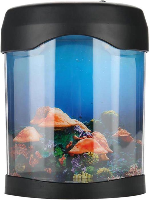 Meilleurs prix pour Mini Aquarium LED Fish Tank USB Bureau Aquarium Décoratif avec Changement de Couleur LED Lumière