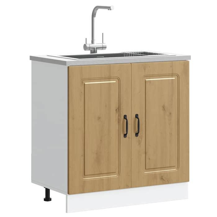 vidaXL Meuble bas pour évier Kalmar chêne artisanal bois ingénierie 853456