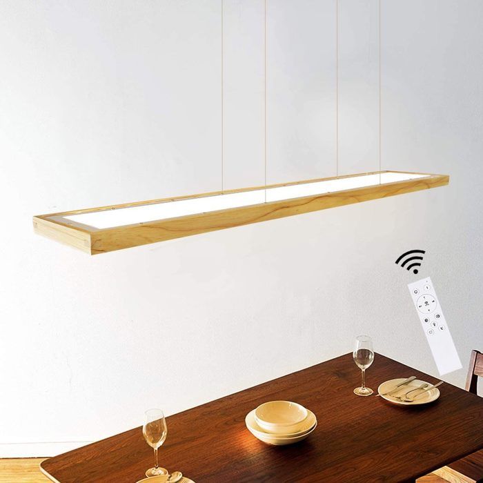 Lampe suspendue - NETTLIFE - LED 40W - Bois - Dimmable télécommande - Scandinave