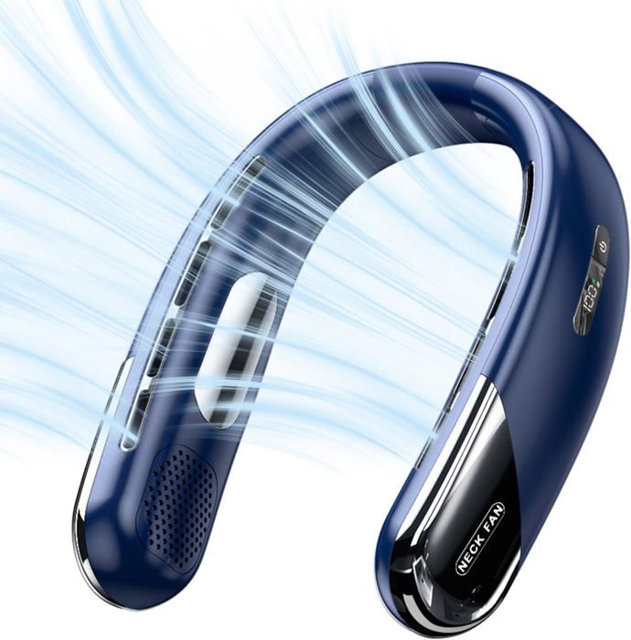 Ventilateur de cou sans pales silencieux 5 vitesses rechargeable pour voyage et sportbleu - House Of Harlow 1960