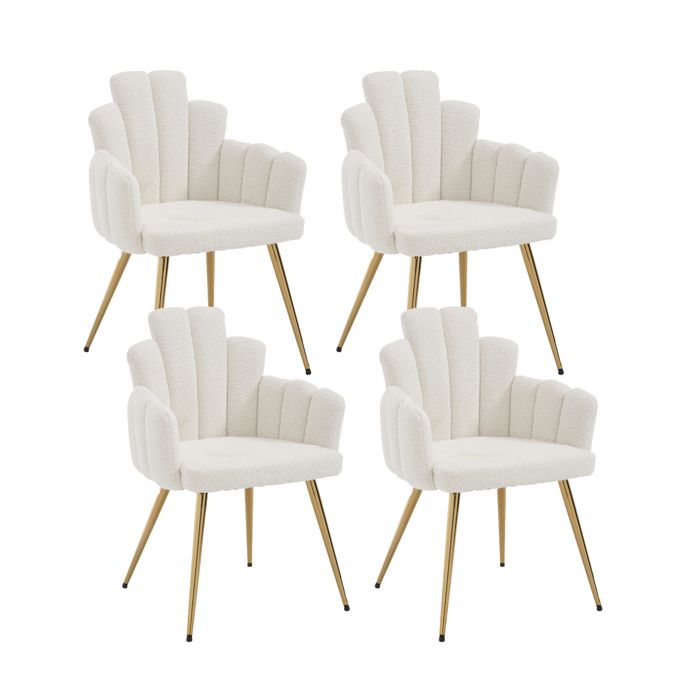 Wahson Chaise de Salle à Manger Lot de 4 Chaise Salle à Manger, Chaise de Cuisine avec Pied Doré pour salon, Fausse Fourrure, Blanc