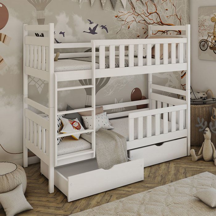 Lit superposé Petits-meubles - Damien - 208 x 97 x 171cm - Blanc Lit superposé Petits-meubles - Damien - 208 x 97 x 171cm - Blanc