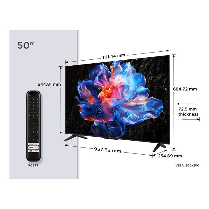 Téléviseur - TCL - 50P69K - 4K HDR - Smart TV - 127 cm