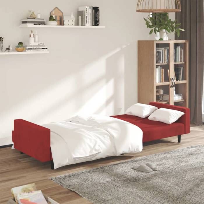 Remise CLIC-CLAC Canapé Lit Convertible 2 places rouge bordeau x velours JILIMAISON2025 26936512
