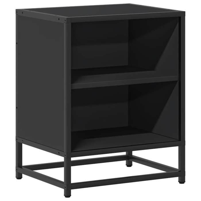 39977& Table de chevet - Meuble de Rangement - noir 40x31x50 cm Bois dingénierie et métal