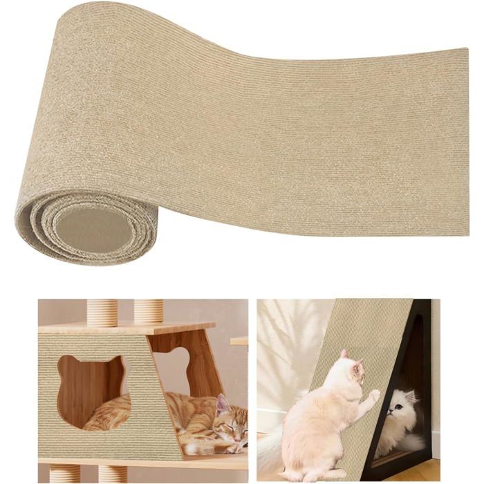 Comparer les prix de YSFMODE-Tapis Griffoir Autocollant Pour Chat 200CmX40Cm-Protection Anti-Rayures Pour Canapé-Bande De Support Avec Poignée En Bois-