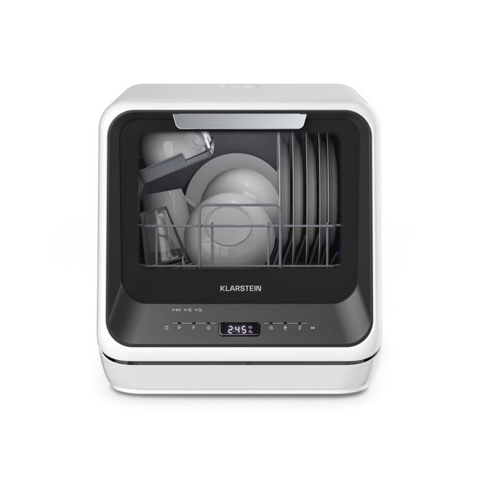 Klarstein Amazonia Mini Lave Vaisselle Pose libre Compact 7 Programmes 5L Réservoir ou Raccordement Silencieux Portable  Noir
