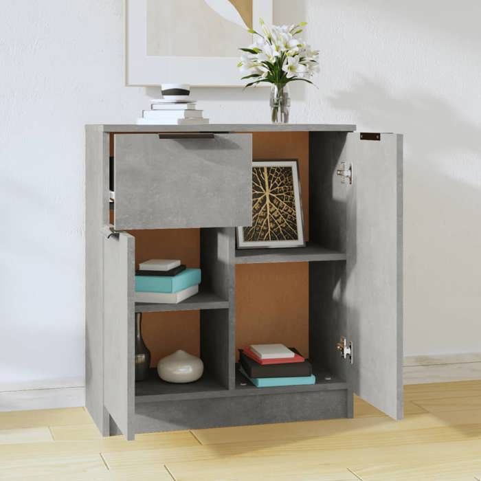 MGH - TOP Buffet de rangement - Cabinet/Commode Bois - Gris béton 60x30x70 cm - Bois dingénierie LV1319