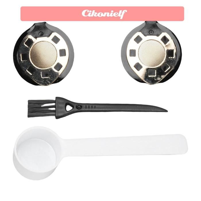 Kit Capsules Réutilisables VertuoLine - 5 Dosettes Vides + 2 Couvercles Silicone, Cuillère, Brosse - Économique Et Écologique Pour Café Maison