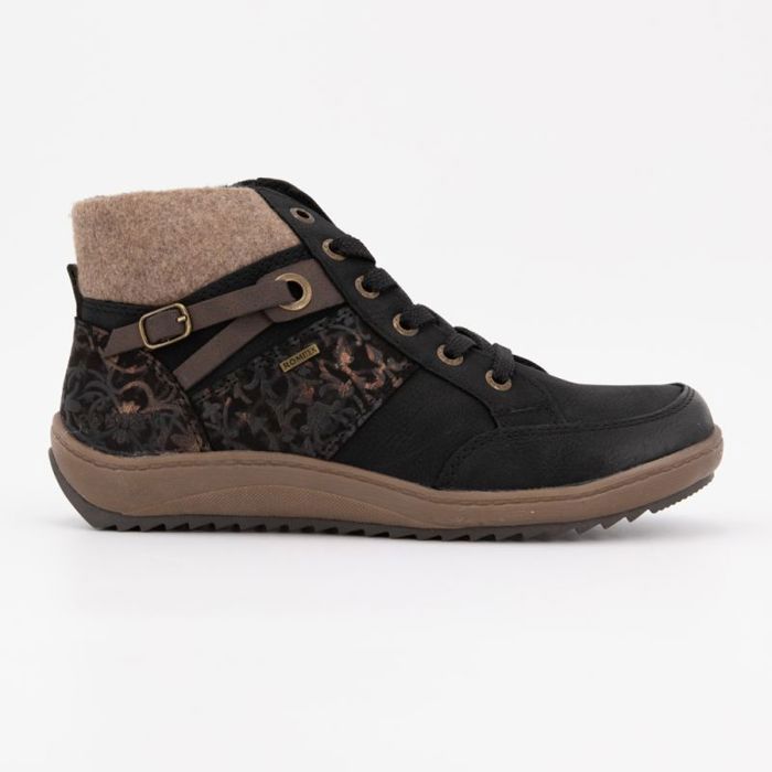ROMIKA Baskets montantes moutonnée black à motifs sangles marrons Femme ROMIKA