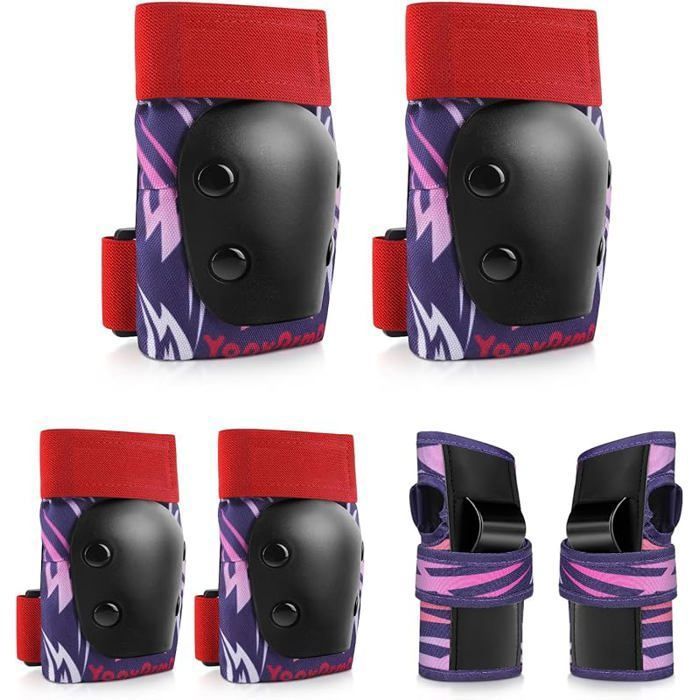 Set De Protections Cariboo Ballerina Pour Enfant – Genouillères Et Coudières, Coque Rigide, Intérieur Doux, Velcro Ajustable, Paillettes, Rose, Pour Vélo, Trottinette, Roller